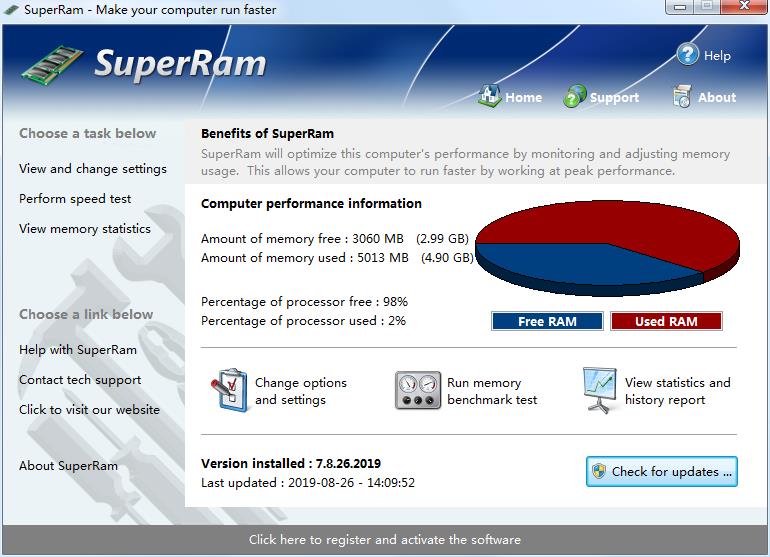 SuperRam(内存管理工具) V7.8.26.2019